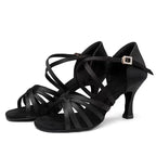 Salsaschuhe für Damen aus Satin, Absatz 5,5 oder 7,5 cm, Modell Polunin, Ansicht 9