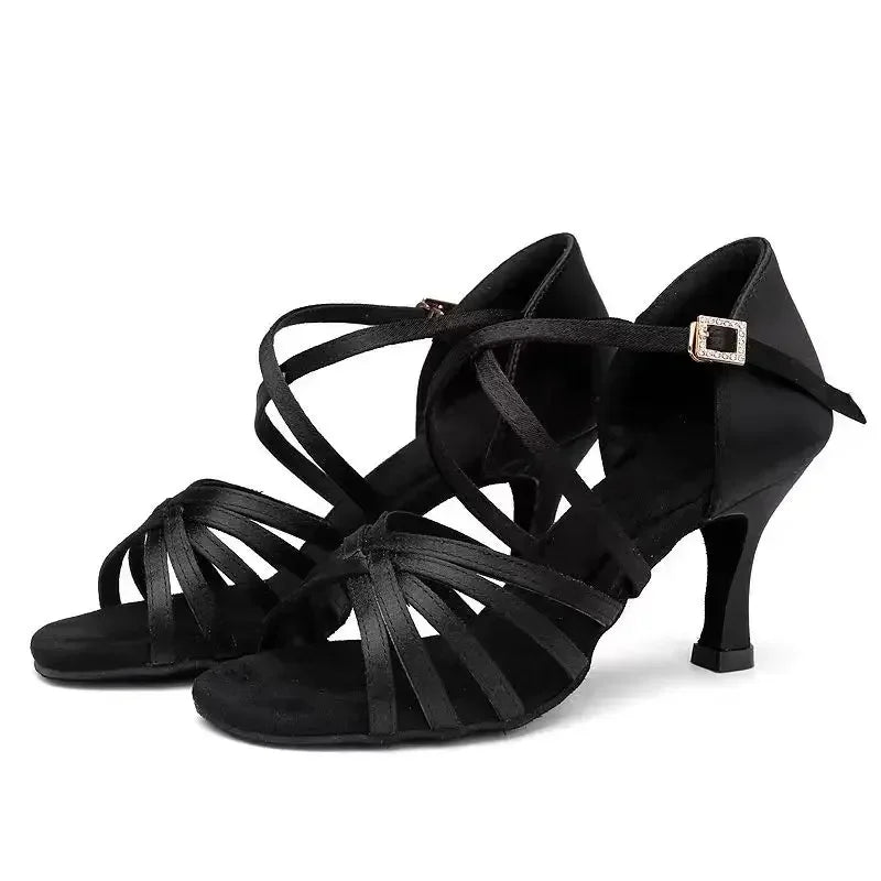 Salsaschuhe für Damen aus Satin, Absatz 5,5 oder 7,5 cm, Modell Polunin, Ansicht 9