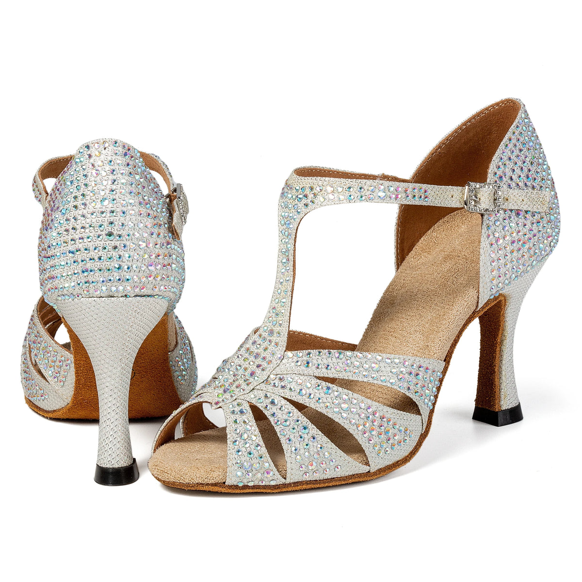 Chaussures de salsa femme dorées ou argentées, talon 7,5 cm, modèle Muscari, coloris argent
