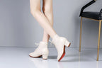 Stivaletti da ballo jazz con tacco basso, modello Hilda, colore bianco