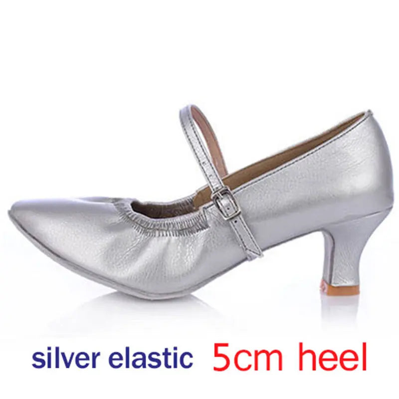 Women's salsa shoes, Merengue model, silver color