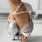 Latin-dansschoenen dames, hak 6 cm, model Phlox, kleur zilver