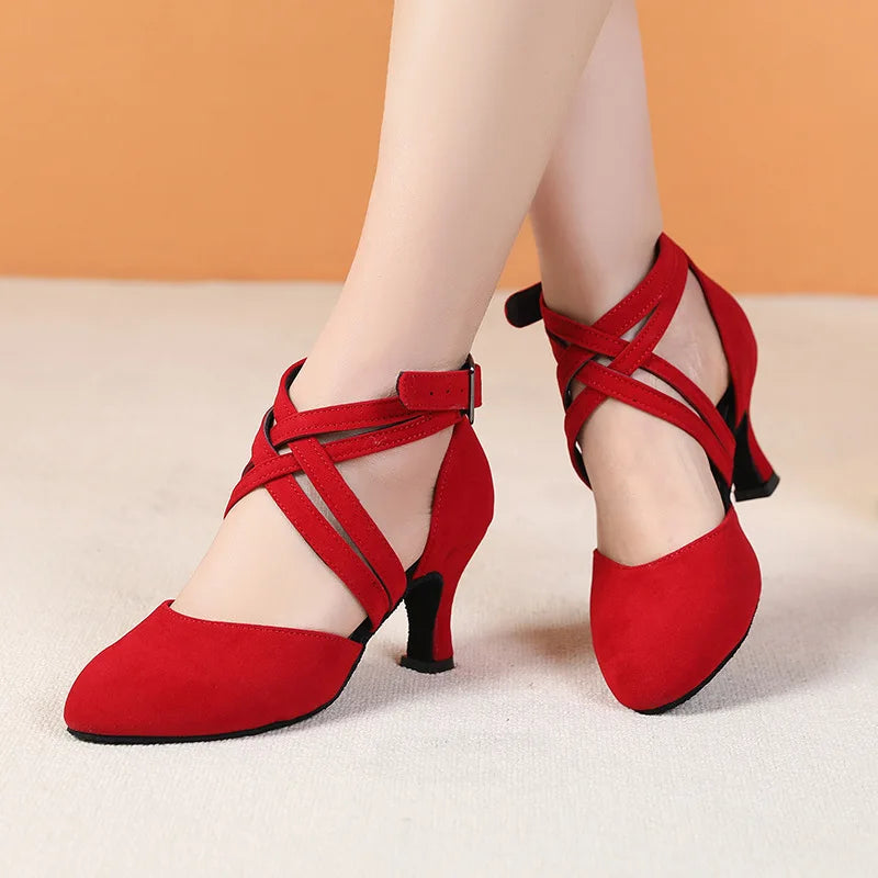 Women's Latin dance shoes, Zara model, red color