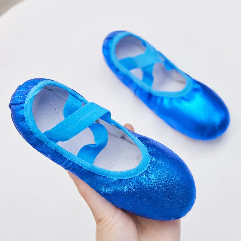 Weiche Ballettschläppchen für Kinder und Damen, Modell Adagio, Farbe Blau