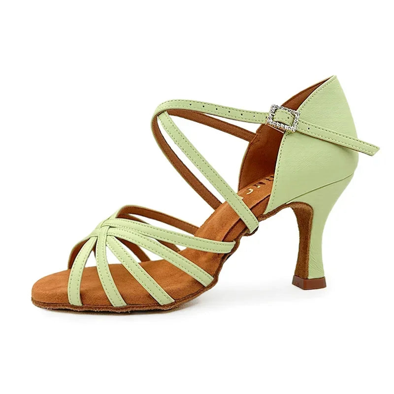 Latin dansschoenen voor dames, model Lorenza, kleur limegroen