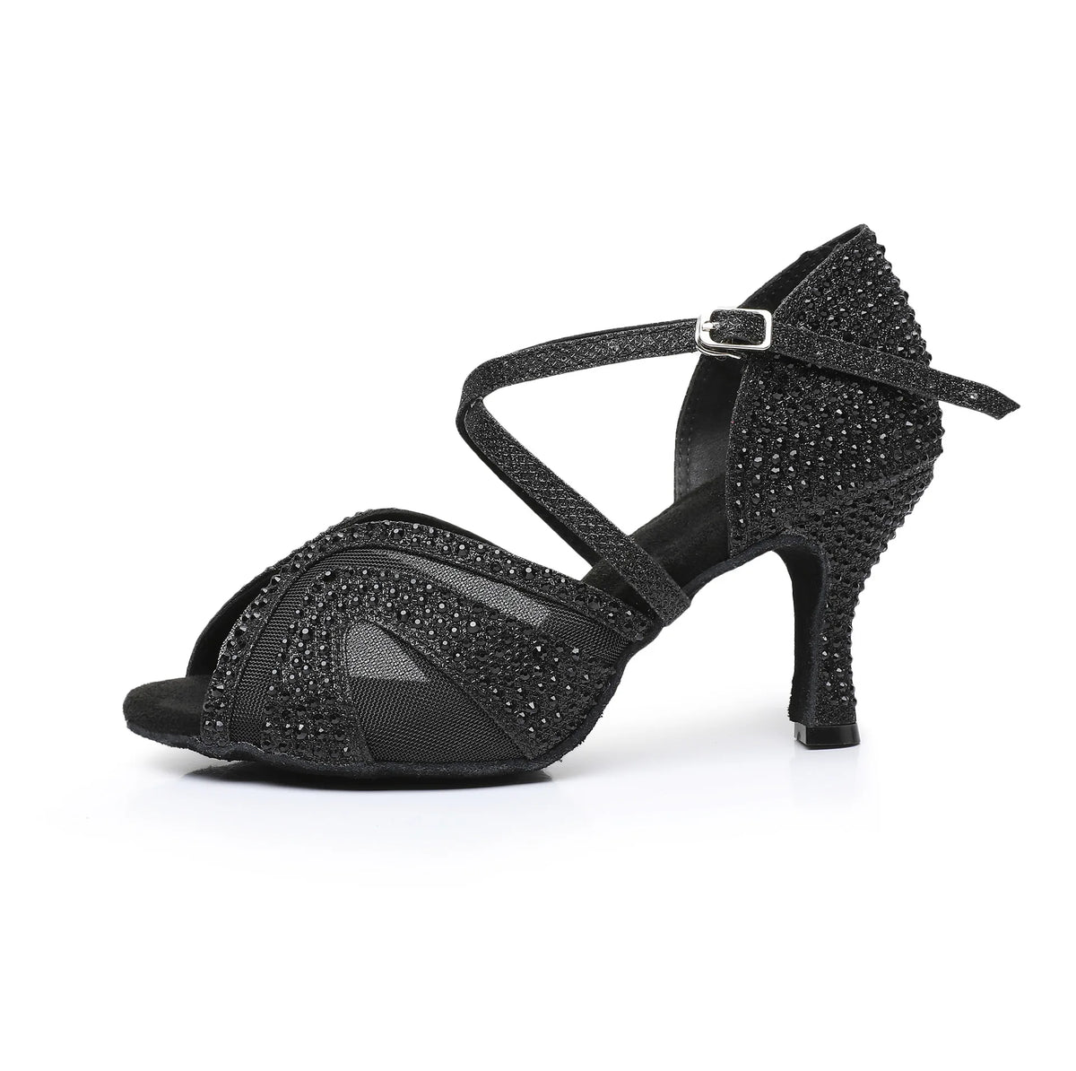 Women's salsa shoes with 5 or 7 cm heel, Naples model, black color