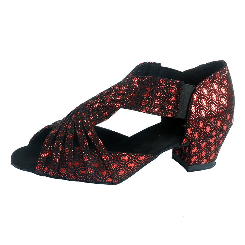Chaussures de salsa femme à talon 3,5 cm, modèle Alisa, coloris rouge