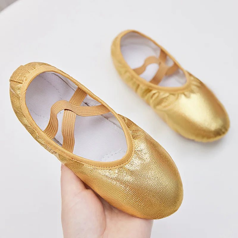 Soepele balletschoentjes kind en dames, model Adagio, kleur goud