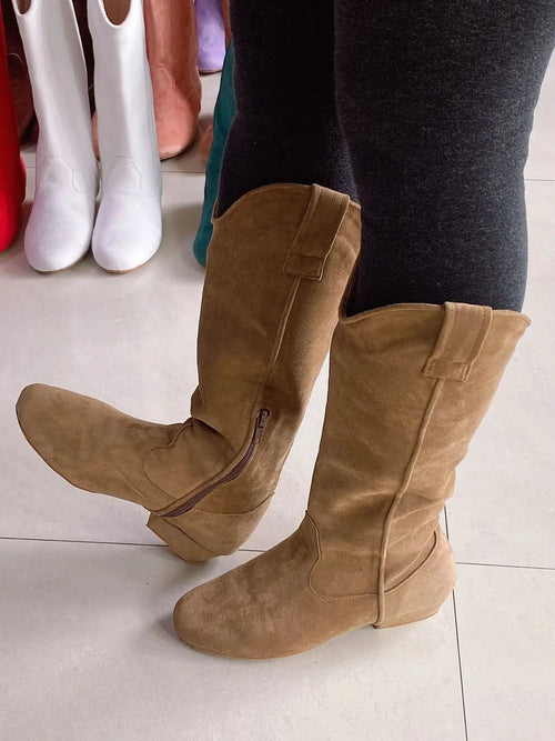 Women's Austin zippered country dance boots, suede sole
