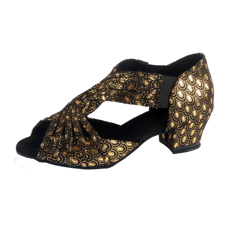 Chaussures de salsa femme à talon 3,5 cm, modèle Alisa, coloris doré