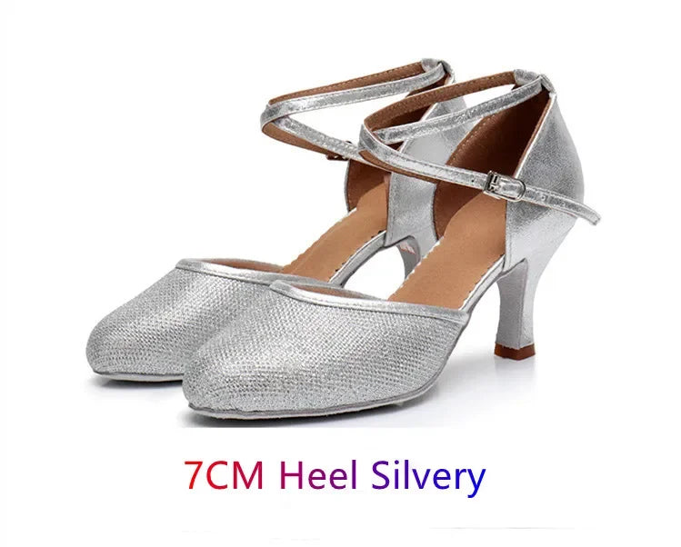 Women's salsa shoes, Gardénia model, silver color