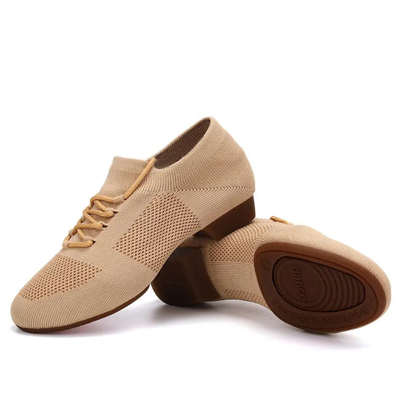 Scarpe da danza in maglia nere con tacco da 2,5 cm, modello Luna, vista 2