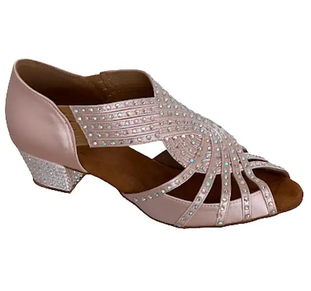 Women's rhinestone salsa shoes, Livry model, nude color