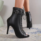 Women's black heeled dance ankle boots, Jade model, view 4