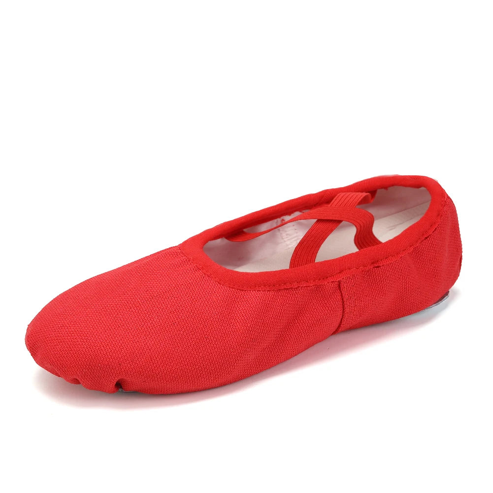 Chaussons de ballet en coton à semelle souple, modèle Mavra, coloris rouge