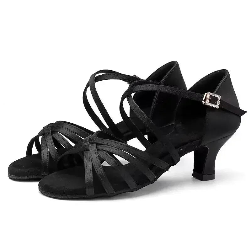Salsaschuhe für Damen aus Satin, Absatz 5,5 oder 7,5 cm, Modell Polunin, Ansicht 8