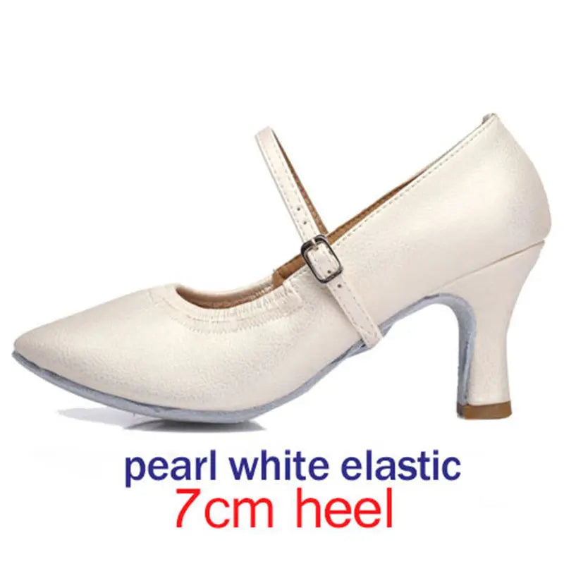 Women's salsa shoes, Merengue model, white color