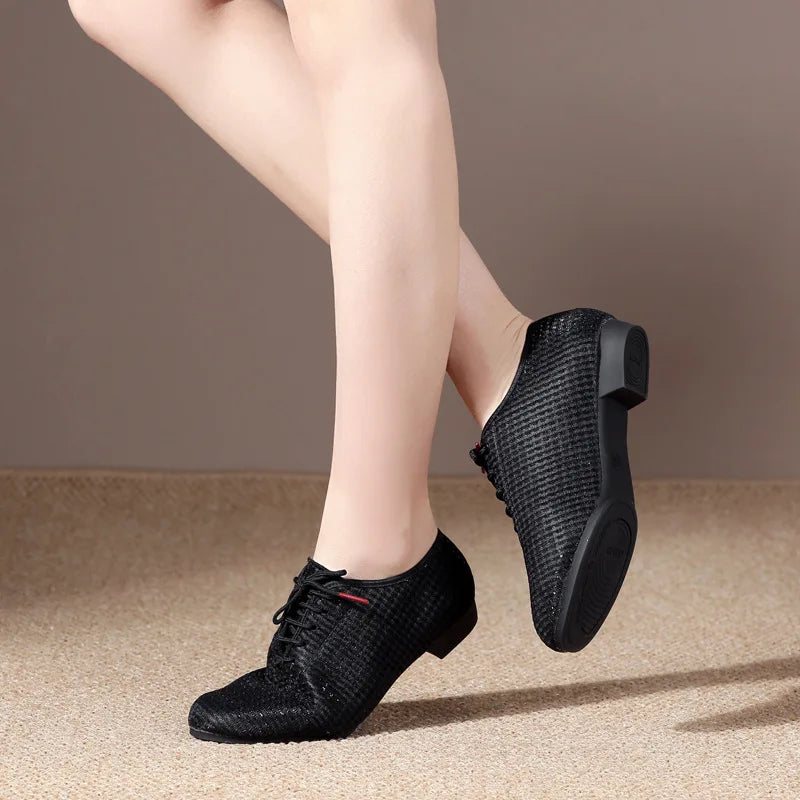 Scarpe da danza jazz con lacci in mesh, modello Incoronata, vista 4