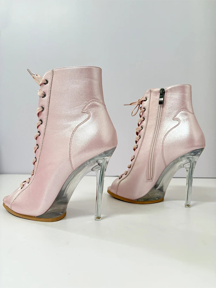 Women's pink heeled dance boots, Lena model, view 4